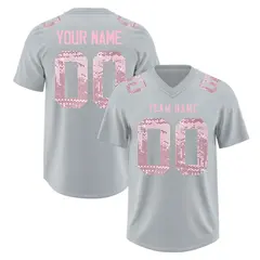 Silver Light Pink Sequin Lettering Stretch Football Jersey 1