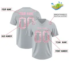 Silver Light Pink Sequin Lettering Stretch Football Jersey 2