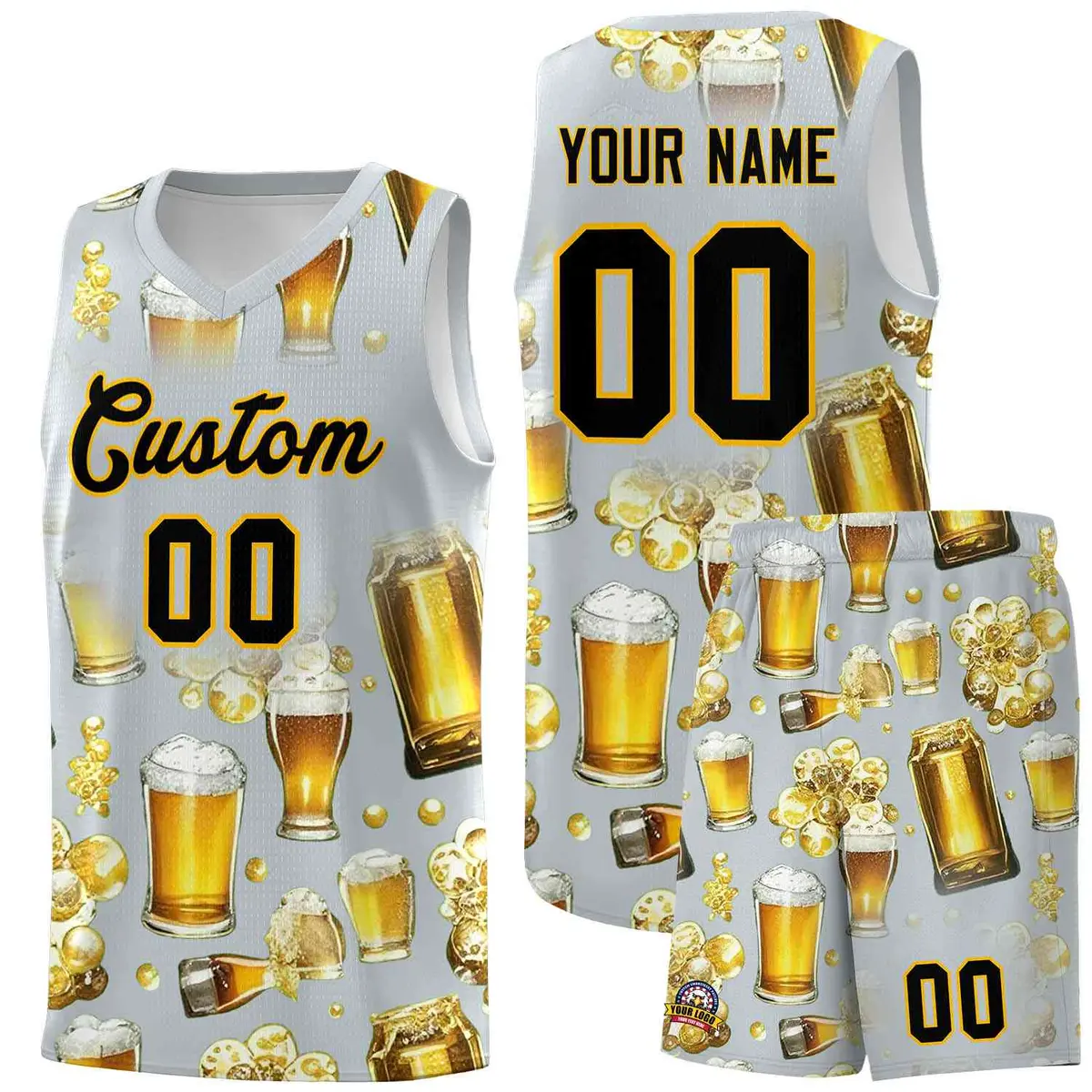 Silver National Beer Day Beer Bubble Basketball Jersey