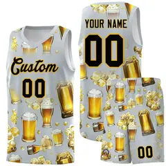 Silver National Beer Day Beer Bubble Basketball Jersey 1