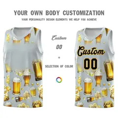 Silver National Beer Day Beer Bubble Basketball Jersey 2