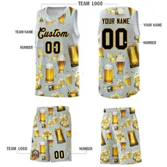Silver National Beer Day Beer Bubble Basketball Jersey 3
