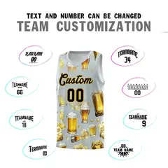 Silver National Beer Day Beer Bubble Basketball Jersey 4