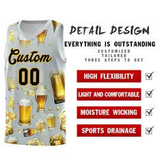 Silver National Beer Day Beer Bubble Basketball Jersey 5