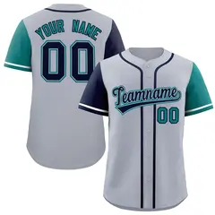 Silver Navy and Aqua Raglan Sleeves Baseball Jersey
