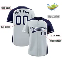 Silver Navy Color Block Authentic Baseball Jersey 2