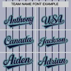 Silver Navy Gradient Stripe Fashion Sleeves Baseball Jersey 3