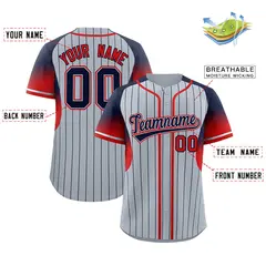 Silver Navy Gradient Stripe Fashion Sleeves Baseball Jersey 2