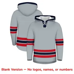 Silver Navy Lace-Up Neck Hockey Hoodie Classic Style 7