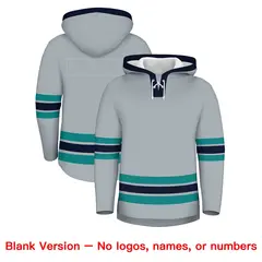 Silver Navy Lace-Up Neck Hockey Hoodie 7