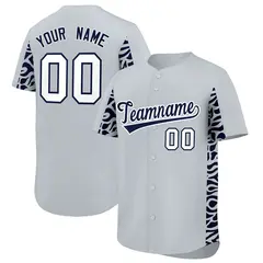 Silver Navy Leopard Graffiti Side Design Baseball Jersey 1