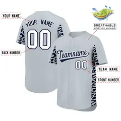 Silver Navy Leopard Graffiti Side Design Baseball Jersey 2