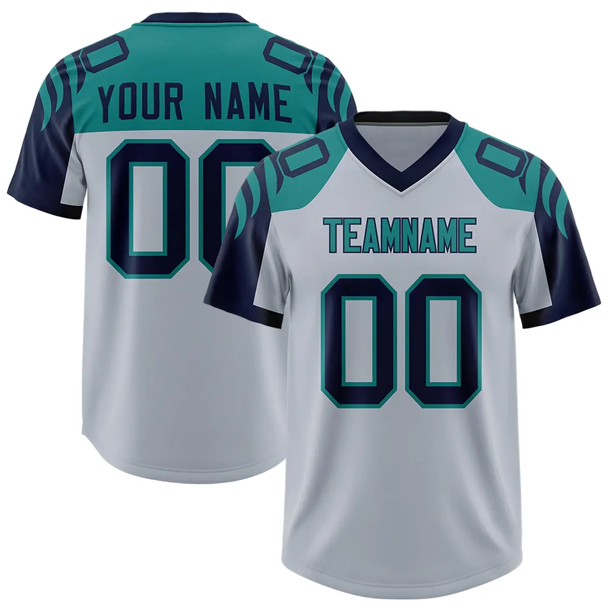 Silver Navy Raglan Authentic Football Jersey