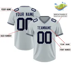 Silver Navy Square Neckline Football Jersey 2