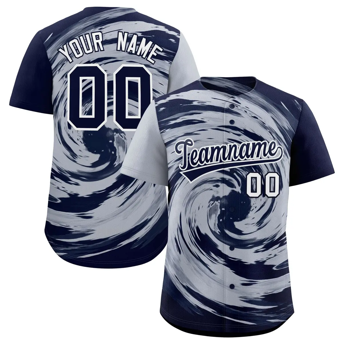 Silver Navy Swirl Graffiti Baseball Jersey
