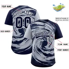 Silver Navy Swirl Graffiti Baseball Jersey 2
