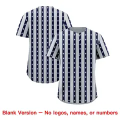 Silver Navy Thick Stripes Star Pattern Baseball Jersey 7