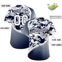 Silver Navy White Camo Gradient Fashion Baseball Jersey 2