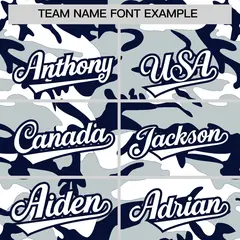 Silver Navy White Camo Gradient Fashion Baseball Jersey 3