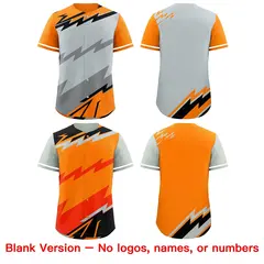 Silver Orange Gray Reversible Baseball Jersey Lightning & Graffiti Pattern 8