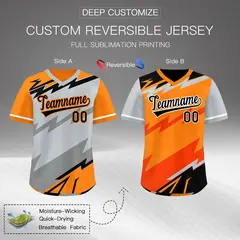 Silver Orange Gray Reversible Baseball Jersey Lightning & Graffiti Pullover V-Neck 2