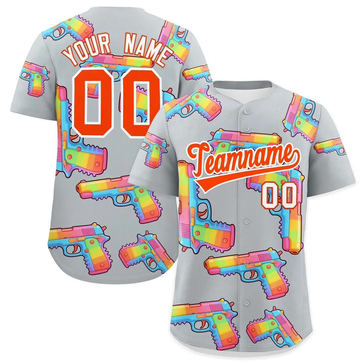 Silver Orange Sugar-Coated Firepower Graffiti Baseball Jersey