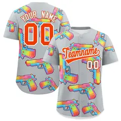 Silver Orange Sugar-Coated Firepower Graffiti Baseball Jersey 1