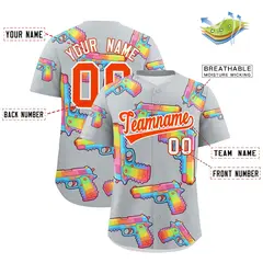 Silver Orange Sugar-Coated Firepower Graffiti Baseball Jersey 2
