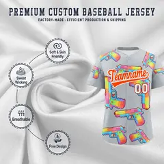 Silver Orange Sugar-Coated Firepower Graffiti Baseball Jersey 3