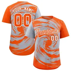 Silver Orange Swirl Graffiti Baseball Jersey 1