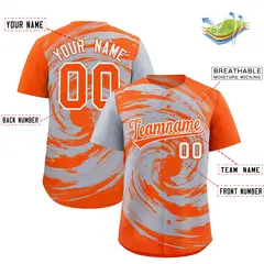 Silver Orange Swirl Graffiti Baseball Jersey 2
