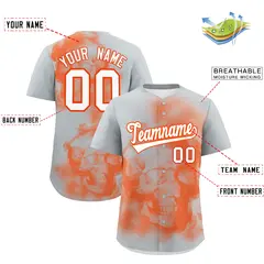 Silver Orange White Skeleton Graffiti Baseball Jersey 2