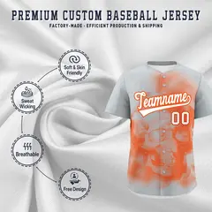 Silver Orange White Skeleton Graffiti Baseball Jersey 4