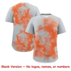 Silver Orange White Skeleton Graffiti Baseball Jersey 8