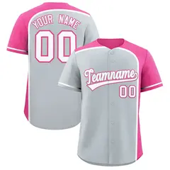 Silver Pink Color Block Authentic Baseball Jersey 1