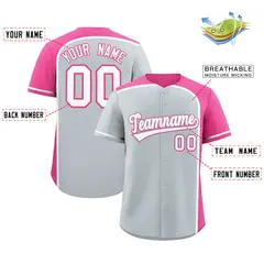Silver Pink Color Block Authentic Baseball Jersey 2