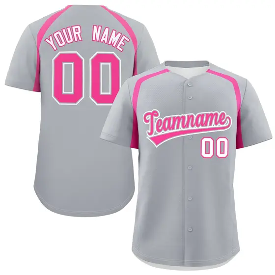 Silver Pink Color Block Authentic Baseball Jersey