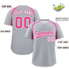 Silver Pink Color Block Authentic Baseball Jersey 2