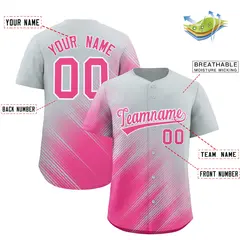 Silver Pink Diagonal Stripe Gradient Fashion Baseball Jersey 2