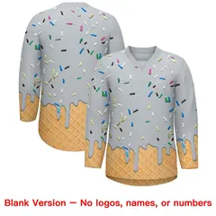 Silver Pink Ice Cream Pattern V-Neck Hockey Jersey 7