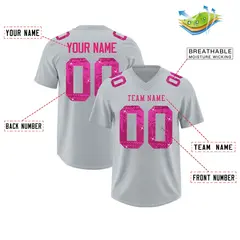 Silver Pink Sequin Lettering Breathable Football Jersey 2