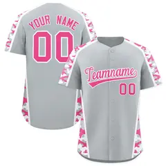 Silver Pink Side Camo Baseball Jersey 1