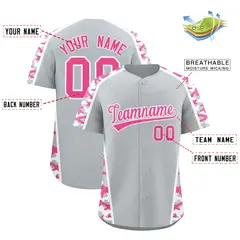 Silver Pink Side Camo Baseball Jersey 2