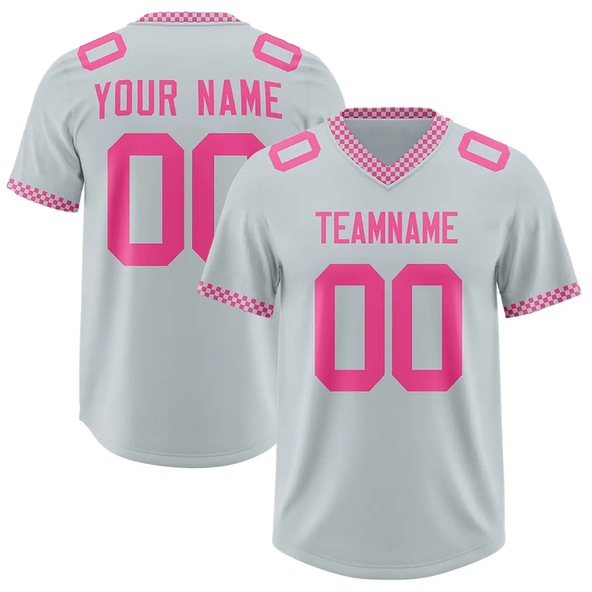 Silver Pink Square Neckline Football Jersey