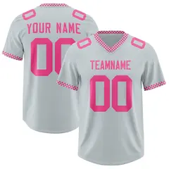 Silver Pink Square Neckline Football Jersey 1