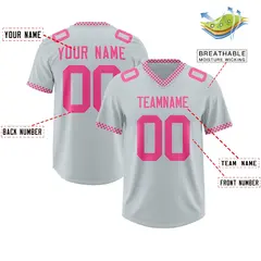 Silver Pink Square Neckline Football Jersey 2
