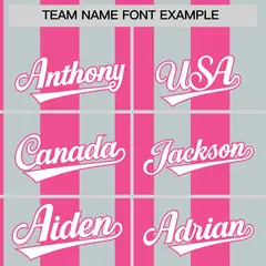 Silver Pink Stripe Two-Button Softball Jersey 3