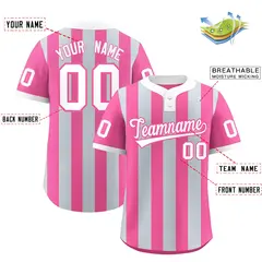 Silver Pink Stripe Two-Button Softball Jersey 2