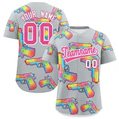 Silver Pink Sugar-Coated Firepower Graffiti Baseball Jersey 1