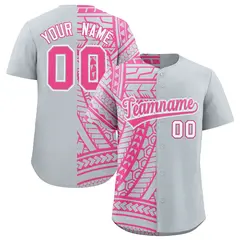 Silver Pink Tribal Split Baseball Jersey 1